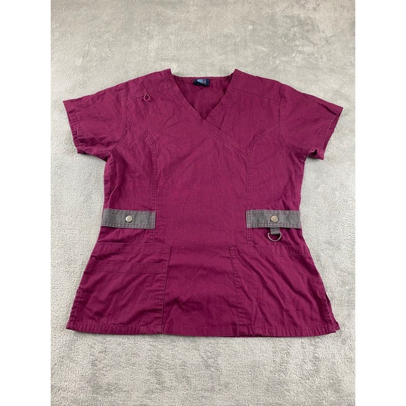 Medgear Tops - Medgear Burgundy Scrub Top, Stylish Work Wear, Medical Uniform, Women's Small